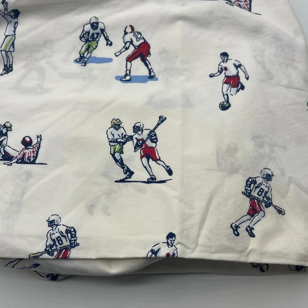 Pottery Barn All Star Sports Sheet Set Organic Cotton Football Soccer Lacrosse